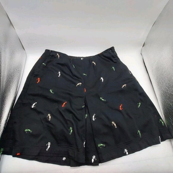 Lizgolf Women's Skort Size 10 Embroidered Side Zip Golf Skirt Black Liz Claiborn - Picture 2 of 9
